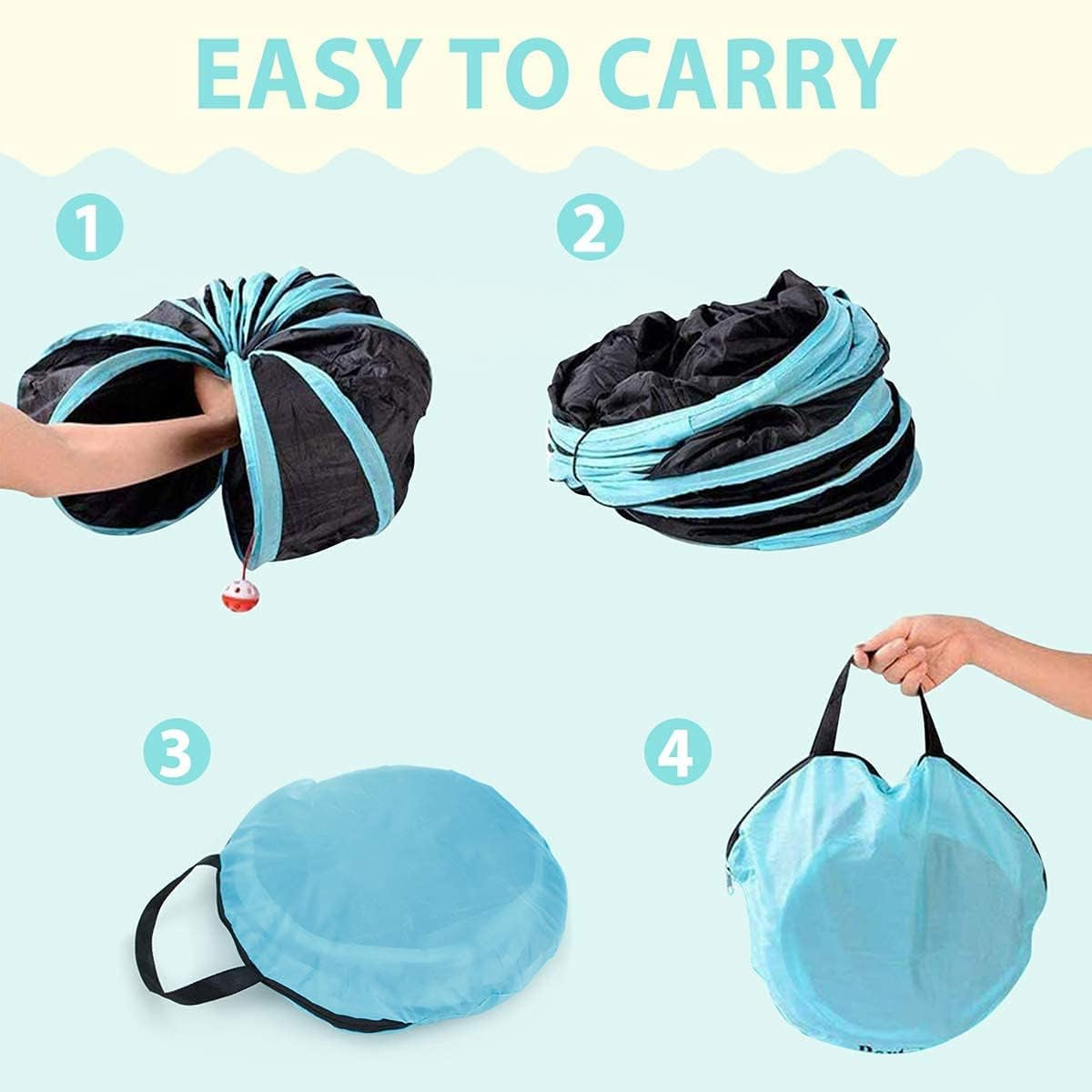 5 Way Cat Tunnel, Cat Play Tunnel with Bells Cats Interactive Play, Collapsible Cat Tunnel Tube for Cat Puppy